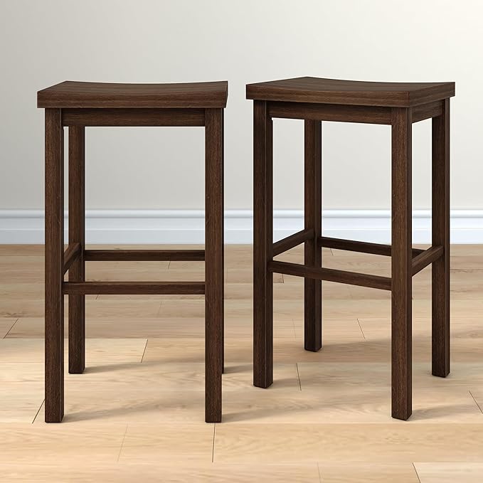 Grain & Grove Smith Collection Set of 2 Solid Wood Bar Stools, 30 inch by GrainGrove