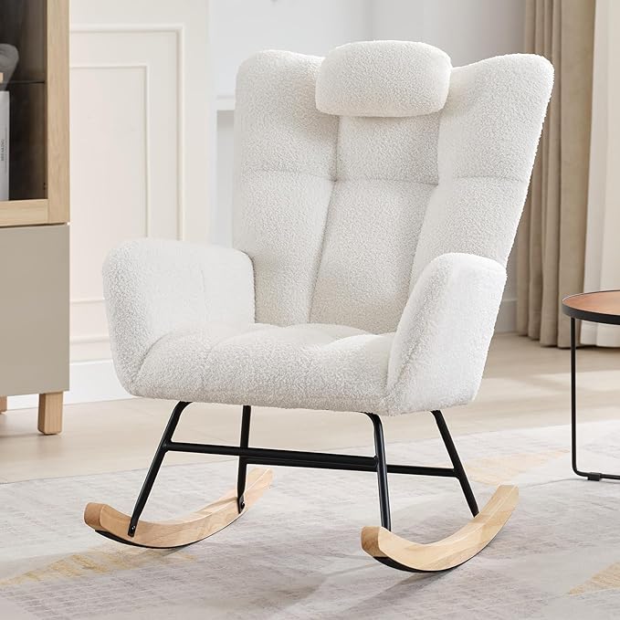 Nursery Rocking Chair, 300Lb Glider Chair by SLEKVERSA