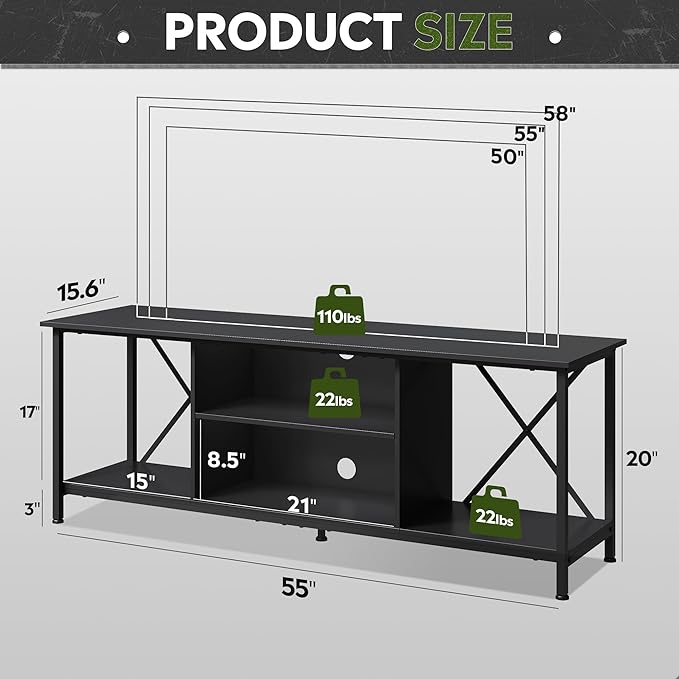 WLIVE TV Stand up to 65 Inch TV, Industrial TV Console - Image 2