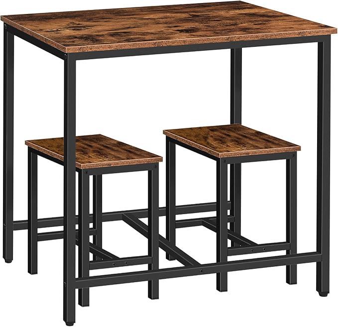 HOOBRO 3-Piece Industrial Dining Table Set, Kitchen Table, Space Saving Dinette by HOOBRO