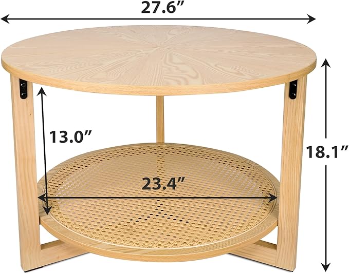 ZYBT Rattan Coffee Tables for Living Room, Small Coffee Table for Small Spaces - Image 3