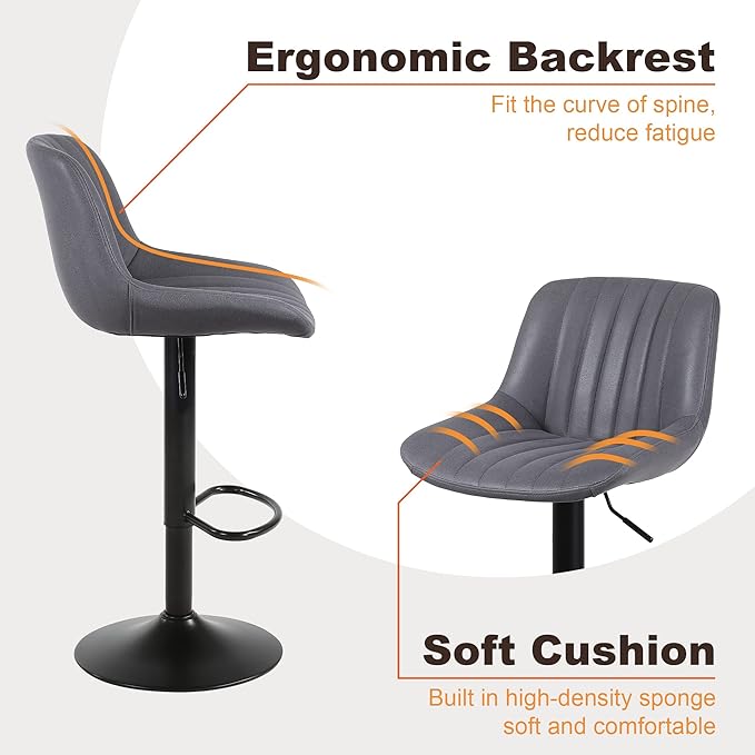 Bar Stools Set of 2, Swivel Counter Height Barstools - Image 6