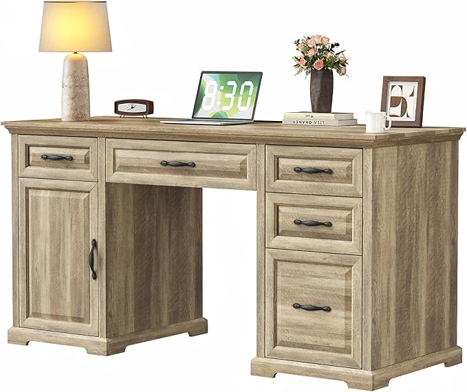 Marsail 60″ Farmhouse Executive Desk, Home Office Desk - Image 3