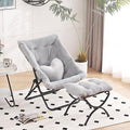Comfy Saucer Chair with Ottoman, Oversized Folding Faux Fur Chair Soft Furry by HomeEastllyHome