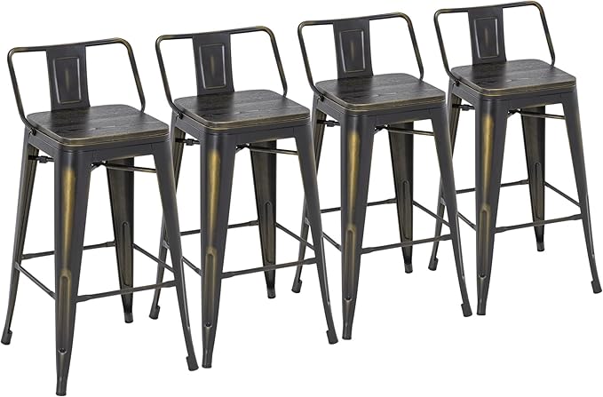 Yongchuang 24" Industrial Metal Barstools Set of 4 Counter Height Bar Stools by YongchuangInternational