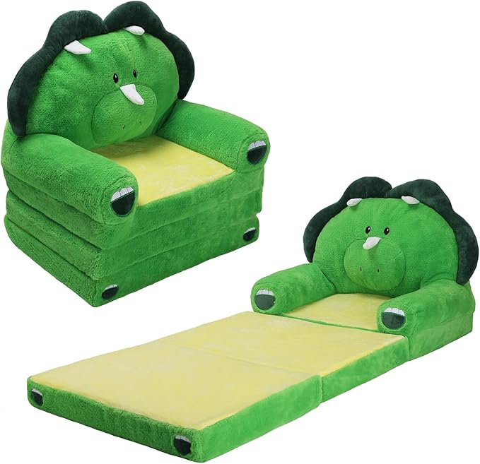 Foldable Kids Couch Toddler Backrest Armchair 2 In 1 Flip Open Sofa Bed by Decalsweet