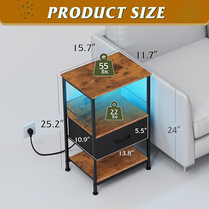 WLIVE LED Night Stand, Nightstand - Image 3