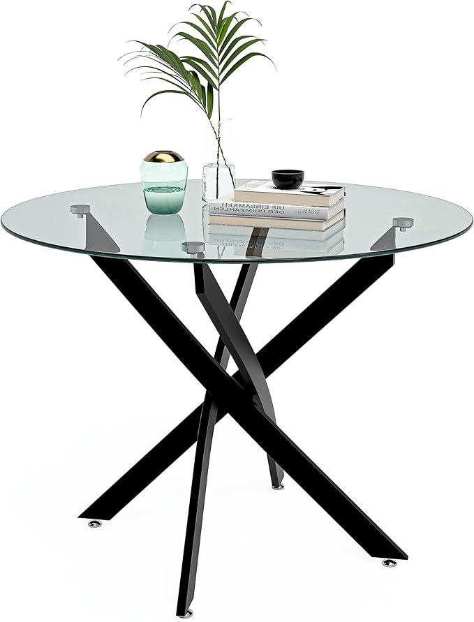 Round Tempered Glass Dining Table by NIERN
