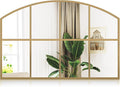 Wide Arched Mirror, Antique Brass Farmhouse Mirrors by Brauthon