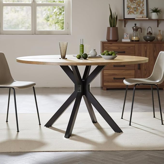 47 Inch Round Dining Table for 4, Modern Round Dinner Table Small Mid Century - Image 7
