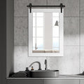 Bathroom Mirror for Over Sink 26”x40” Farmhouse Barn Door Mirror Rustic Wood by Menscha