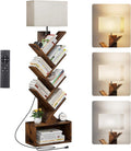 6 Tier Tree Bookshelf with Smart Light, Small Bookcase Tower with Remote Control by Evermagin