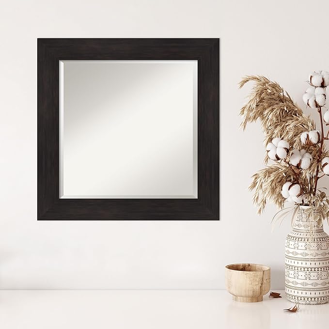 Amanti Art Brown Wall Mirror 26x26 Furniture Espresso Square Bathroom Mirror - Image 5