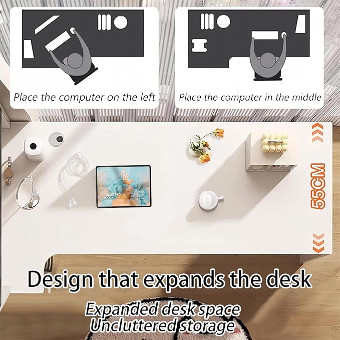 L Shaped Gaming Desk with Drawers and Cabinet Minimalist Computer Desk with - Image 4