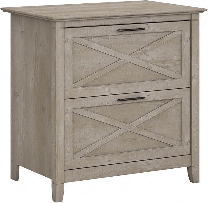 Bush Furniture Key West 2 Drawer Lateral File Cabinet in Washed Gray | Document by BushHome
