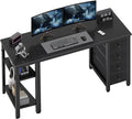 Lufeiya Gaming Desk with 4 Fabric Drawers & Storage Shelves, 55 inch Computer by LUFEIYA