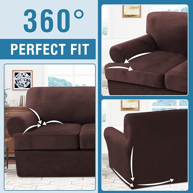 H.VERSAILTEX Sofa Cover 3 Piece T Cushion Sofa Slipcovers Thick Velvet Couch - Image 8