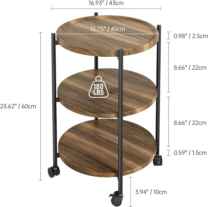 Side Table, 3-Tier Modern End Table - Image 3