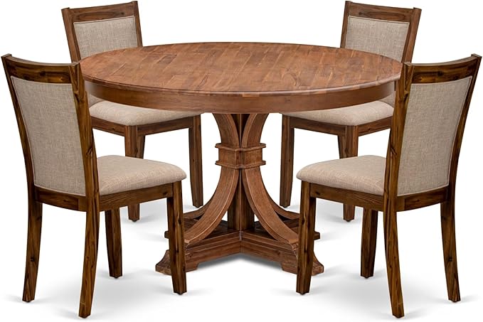 F7MZ5-50N-04 5-Pc Dining Table Set Includes a Pedestal Dinner Table and 4 Light by LuxebyEastWestFurniture