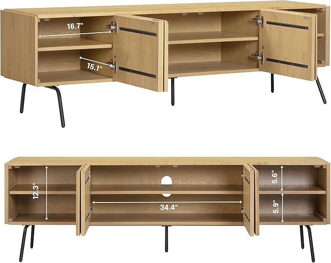 NTC Veil TV Stand with 4 Doors for TVs up to 75’’, Media Console with Vertical - Image 3