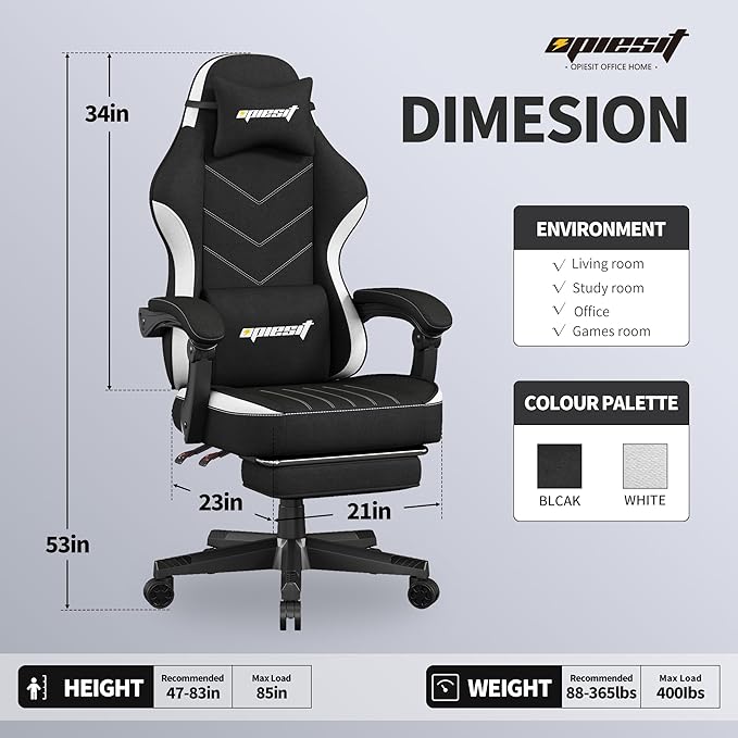 Gaming Chair, Fabric Computer Chair - Image 3