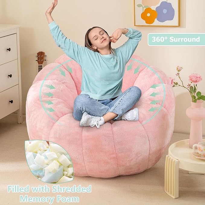 Pumpkin Bean Bag Sofa Chair for Adult, Beanbag Couch - Image 5