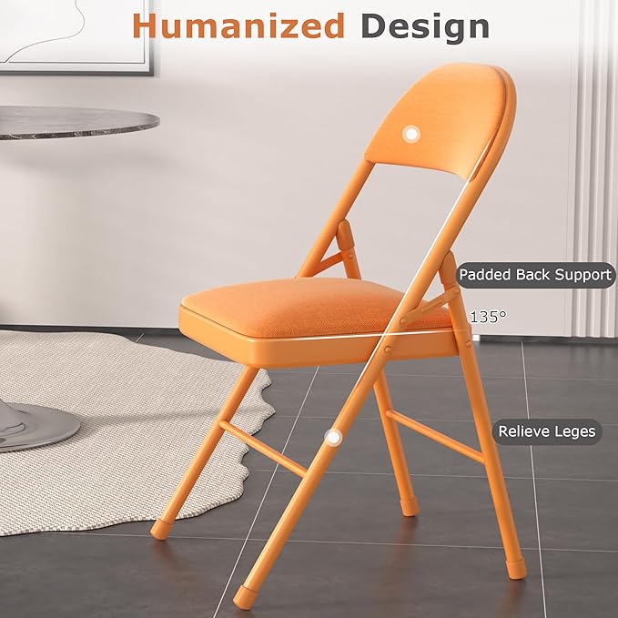 VECELO Padded Folding Chairs 4 Pack, Comfortable Cushioned Seat & Backrest - Image 4