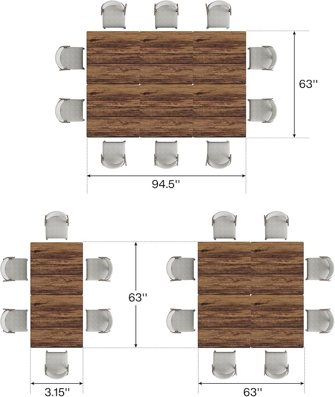 Tribesigns Square Dining Table for 10, 31.5" Industrial Dinner Table - Image 2
