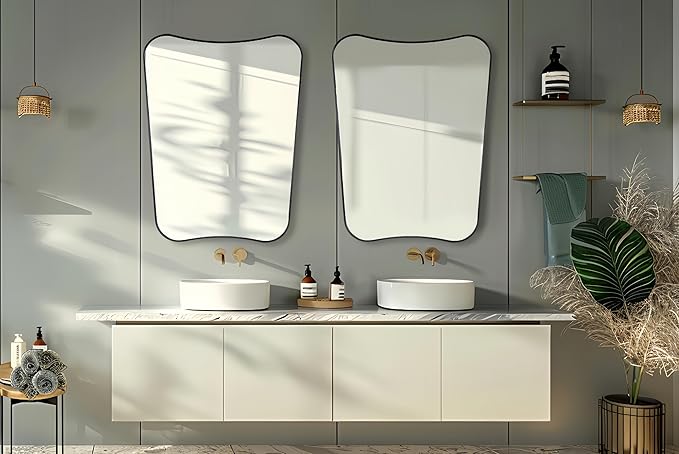 ANDY STAR Matte Black Bathroom Vanity Mirror, 22x30 Inch Irregular Mirror - Image 7