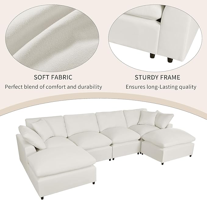 134.4 Inch U-Shaped Oversized Upholstered Sectional Sofa - Image 5
