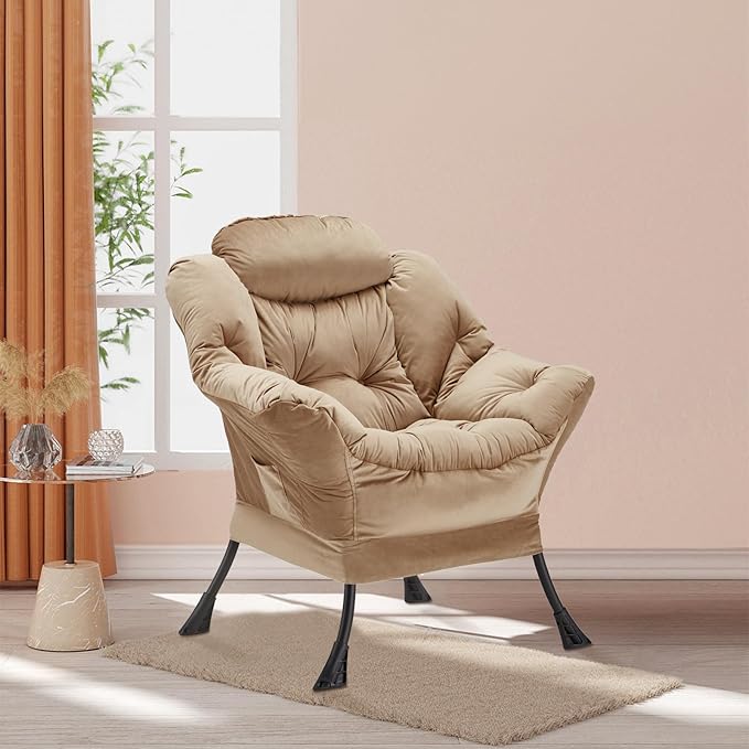 Lazy Chair Thick Padded, Comfy Velvet Accent Lounge Chair - Image 2
