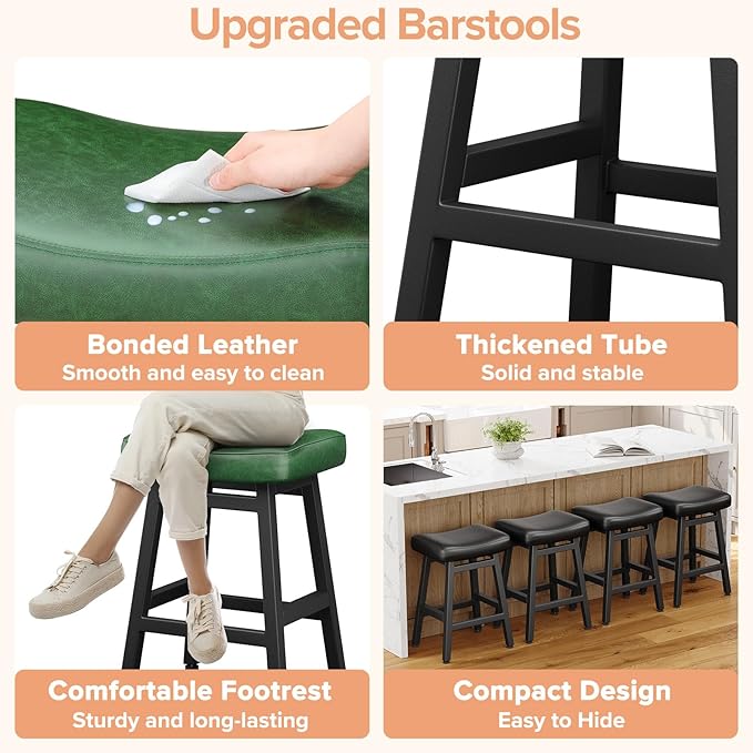 Counter Height Bar Stools Set of 3, 24 Inch Barstools - Image 4