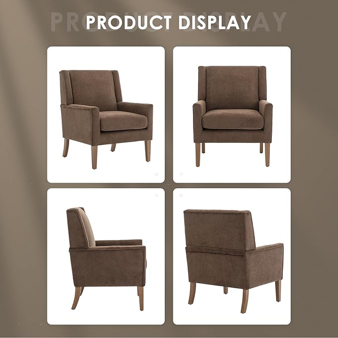 COLAMY Modern Wingback Living Room Chair, Upholstered Fabric Accent Armchair - Image 4
