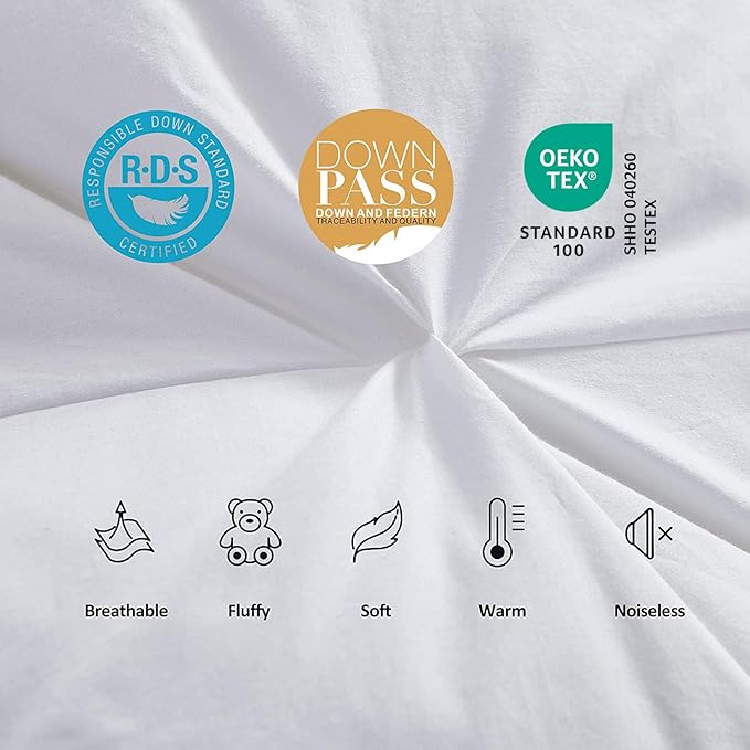 Luxurious All-Season Goose Down Feather Fiber Comforter Super King Size Duvet - Image 5