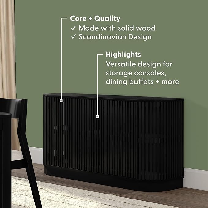 Plank+Beam Contour Wood TV Stand, Three Door Solid Wood Entertainment Console - Image 4