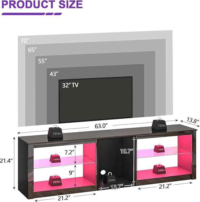 Clikuutory 63 inch High Gloss LED TV Stand - Image 2