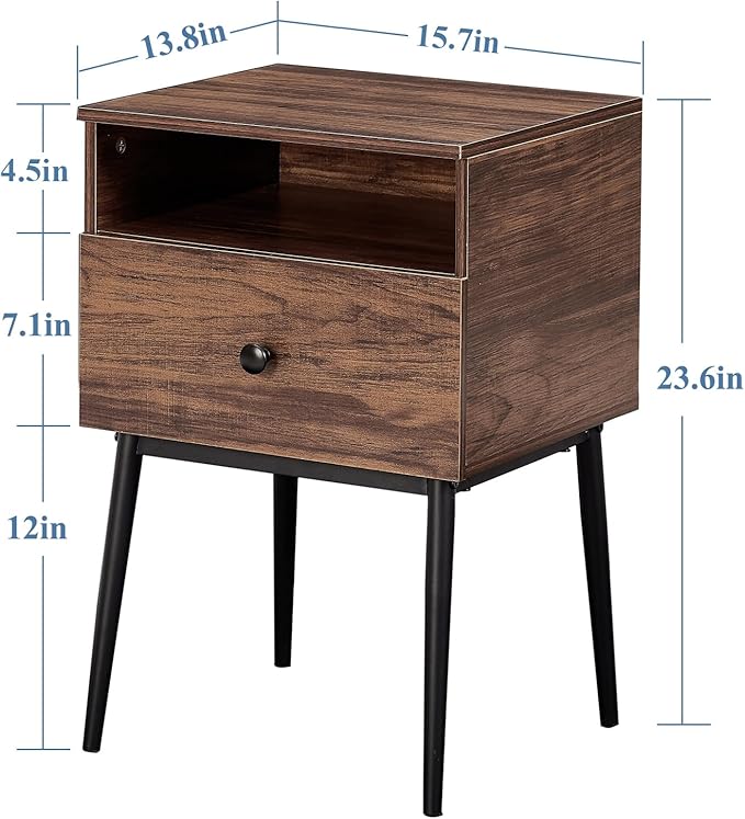 VECELO Modern Nightstands Set of 2, Square End Side Table - Image 3