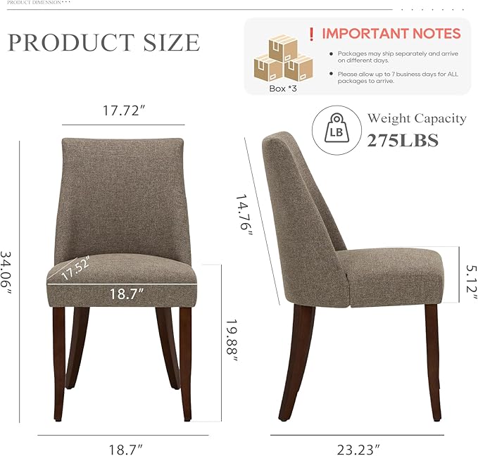 COLAMY Upholstered Dining Chairs Set of 6, Mid Century Modern Kitchen Chairs - Image 8