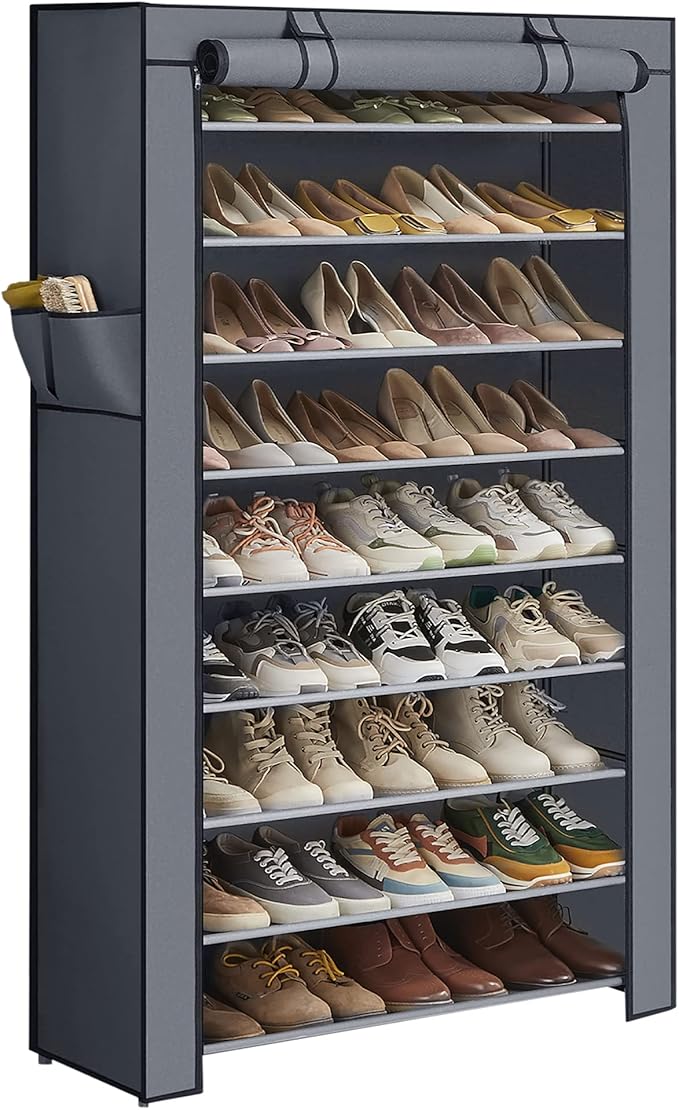 SONGMICS Shoe Rack with Non-Woven Fabric Cover, 9 Tier Storage Shelf by SONGMICSbySONGMICSHOME
