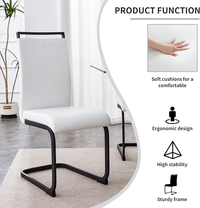 Modern Dining Chairs Set of 4, High Back Kitchen Chairs, Side Room Chair - Image 4