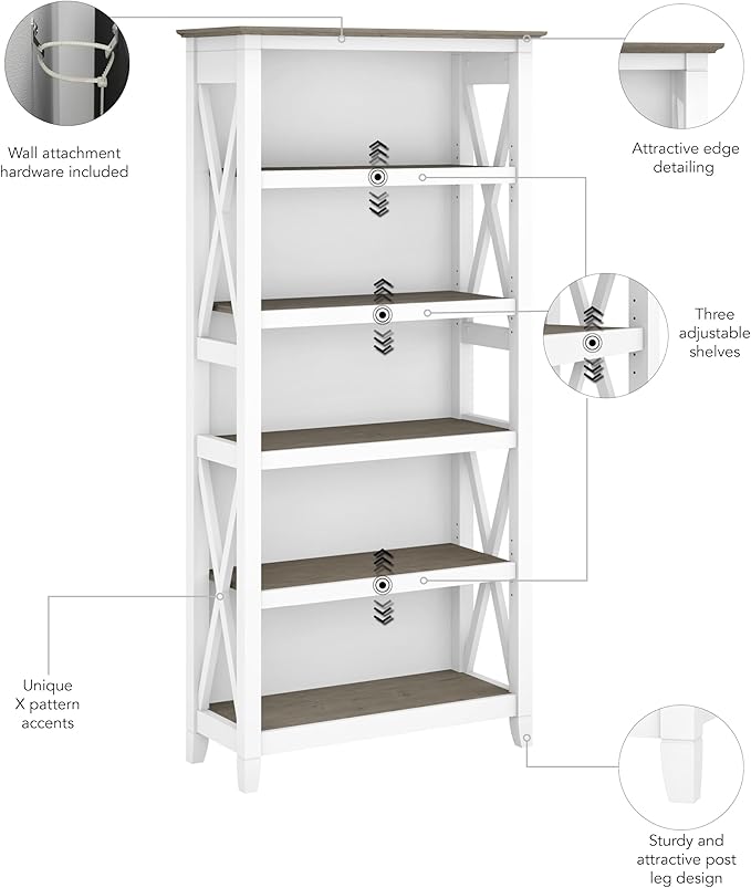 Bush Furniture Tall 5 Shelf Bookcase - Image 7