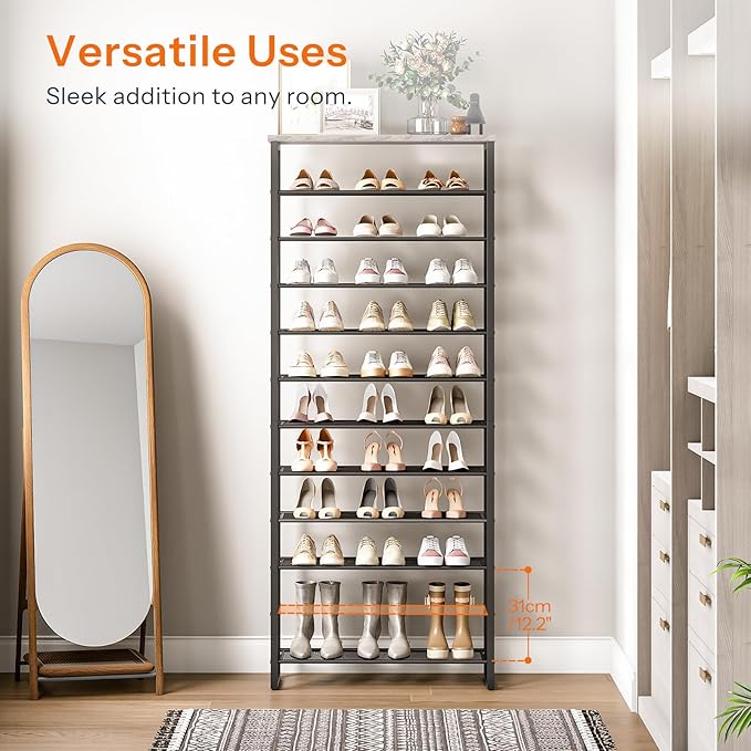 HOOBRO Shoe Rack, 12-Tier Shoe Storage Organizer, Large Capacity Shoe Shelf - Image 5