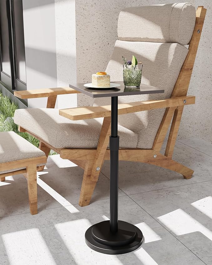 Versatile End Table with Metal Base, Height Adjustable, Vintage Square Indoor - Image 4