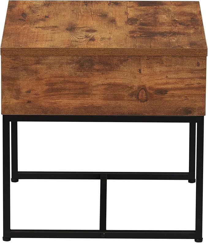 Household Essentials Wrap Square Side End Table Rustic Hickory Wood Grain and - Image 4
