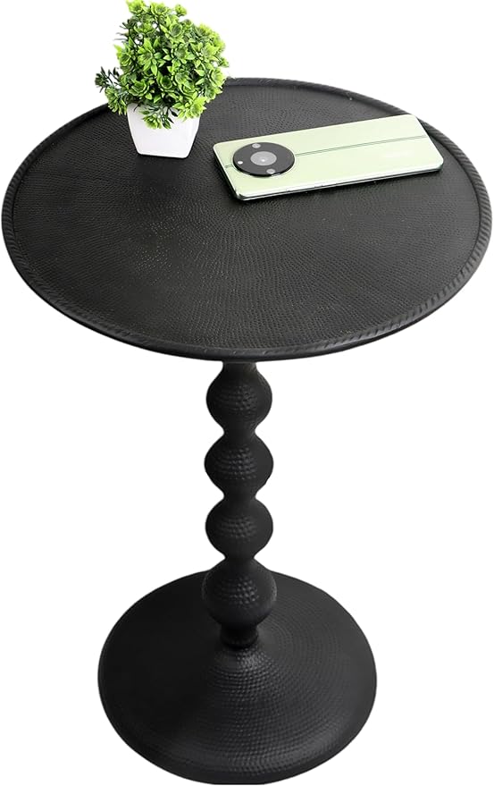 CLEENTABLE Pedestal Round Lightweight Metal Side Table by CLEENTABLE