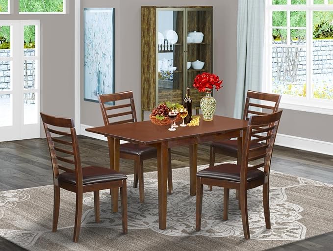 East West Furniture NOML5-MAH-LC 5 Piece Dinette Set - Image 6