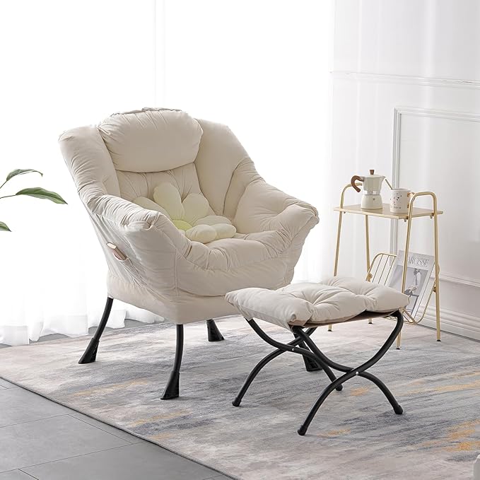 LITA Lazy Chair with Ottoman, Accent Contemporary Lounge Single Leisure - Image 4