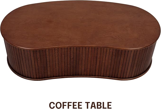 NTC Ripple Coffee Table, Modern Oval Wooden Center Table - Image 6