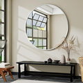 Silver Round Bathroom Mirror, 48 inch Large Circle Wall Mounted Hanging Mirror by VooBang