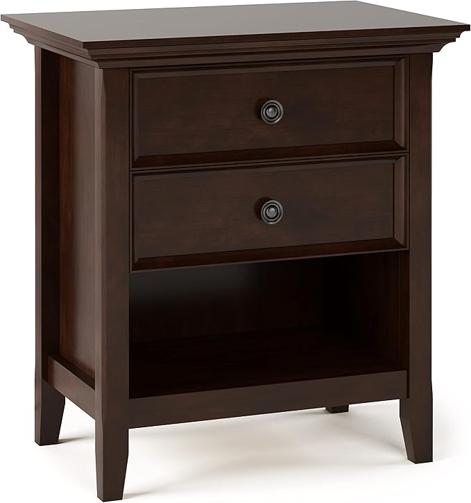 SIMPLIHOME Amherst Solid Wood 24 Inch Wide Traditional Bedside Nightstand Table by SimpliHome